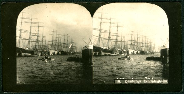 Anoymer Fotograf Stereoskopie 018 Hamburger Segelschiffhafen.Bildseite mit nachträglich zugefügter Aufschrift, um 1900
