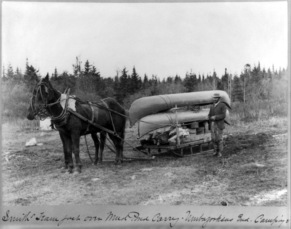 Ansel Smith's team just over Mud Pond Carry, Umbazooksus - end camping trip LCCN2002712451