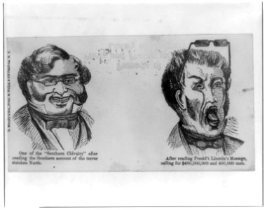 Anti-Confederacy cartoon showing Southerner's reaction to Lincoln's determination LCCN2002723206