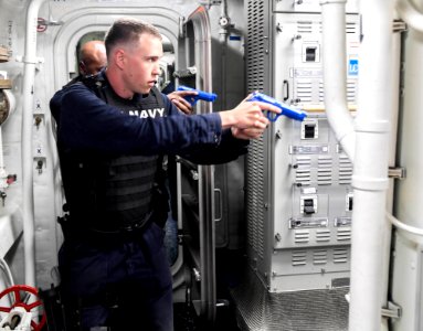 Anti-Terrorism Drill Aboard USS Wayne E. Meyer (DDG 108) 170131-N-RM689-151