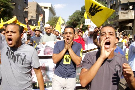 Anti-coup protesters march in Maadi-Cairo 20-Sep-2013