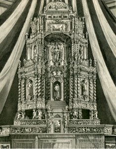 Antico altare maggiore nella chiesa di San Lorenzo in Antronapiana xilografia di Barberis