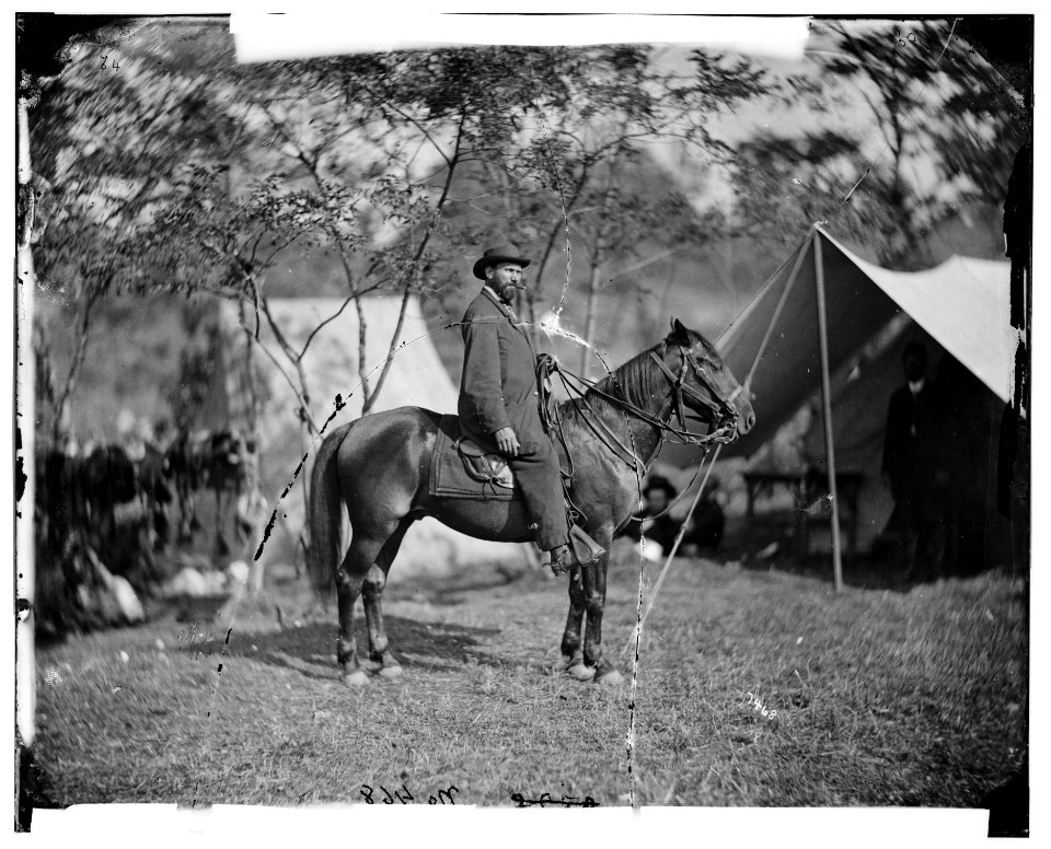 Antietam, Md. Allan Pinkerton ('E. J. Allen') of the Secret Service on horseback LOC cwpb.03855