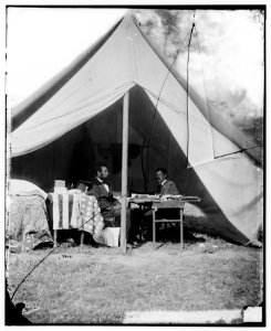 Antietam, Md. President Lincoln and Gen. George B. McClellan in the general's tent LOC cwpb.04351