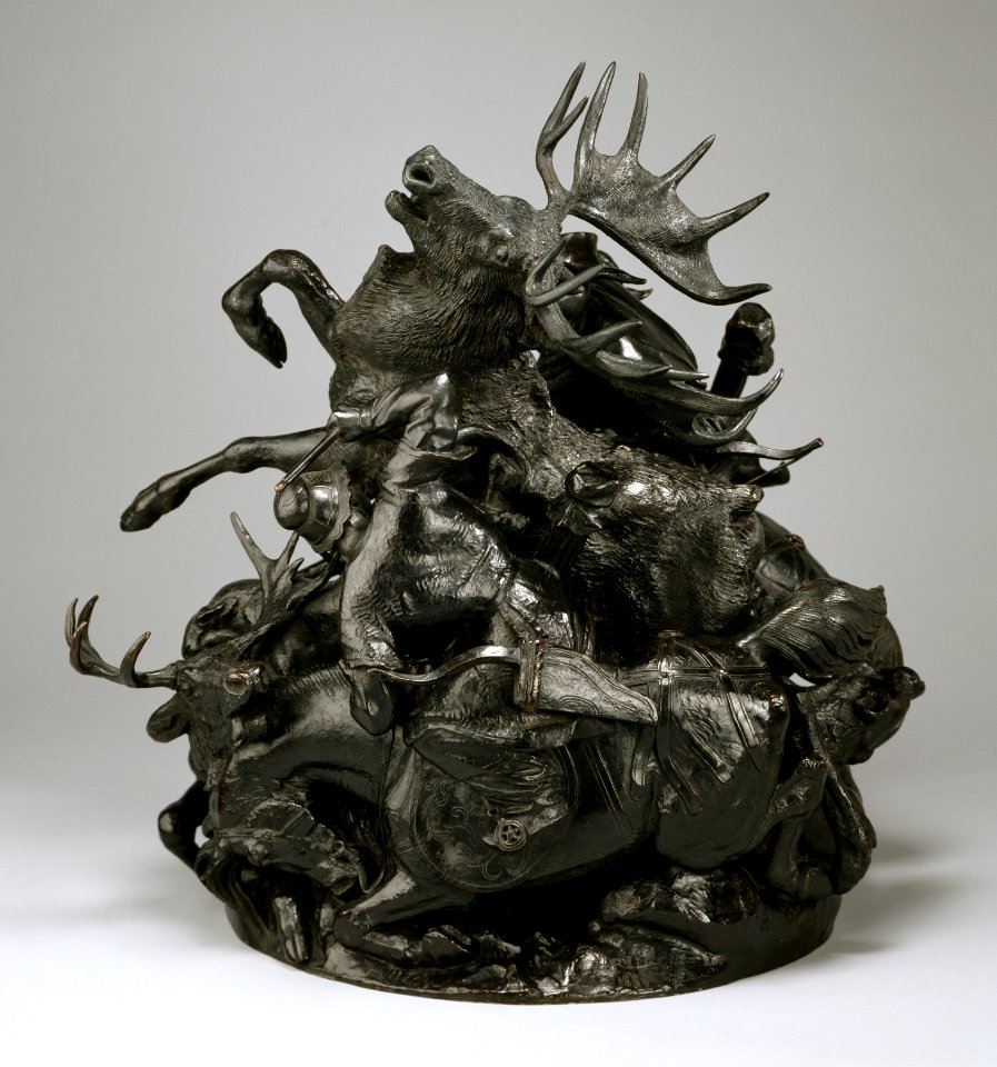 Antoine-Louis Barye - Surtout de table - Elk Hunt - Walters 27175 - Profile