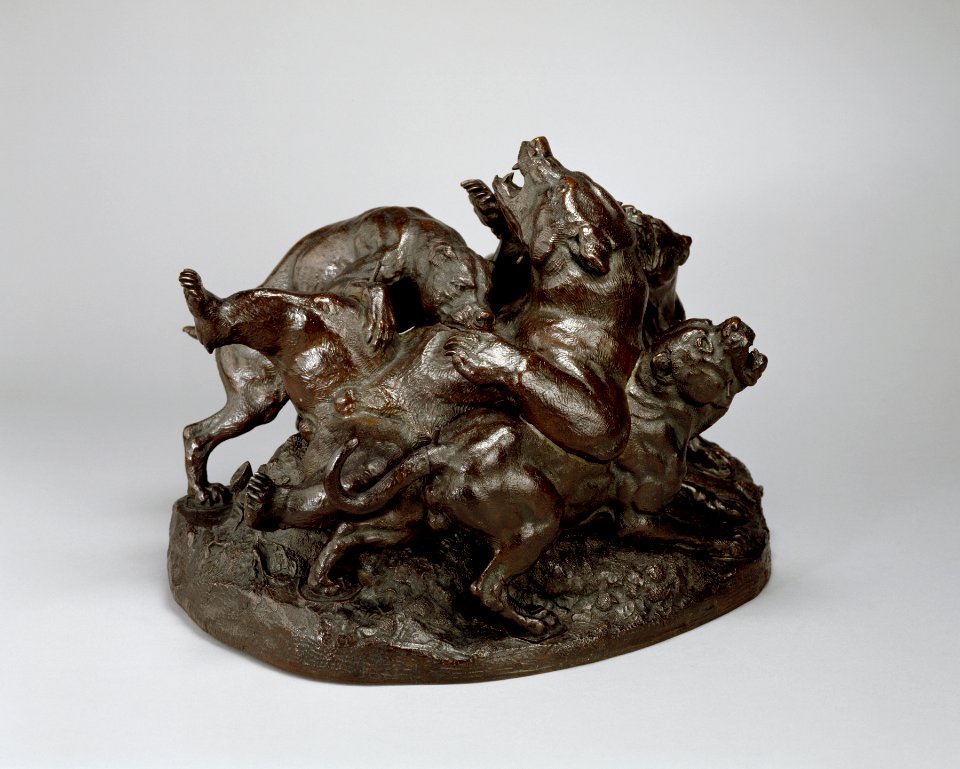 Antoine-Louis Barye - Bear Attacked by Dogs - Walters 27156 - Profile