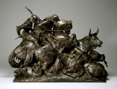 Antoine-Louis Barye - Surtout de table - Wild Bull Hunt - Walters 27178 - Profile