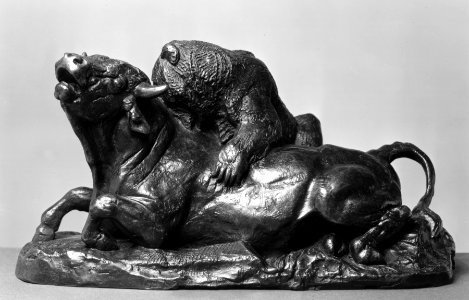 Antoine-Louis Barye - Bull Attacked by a Bear - Walters 27106