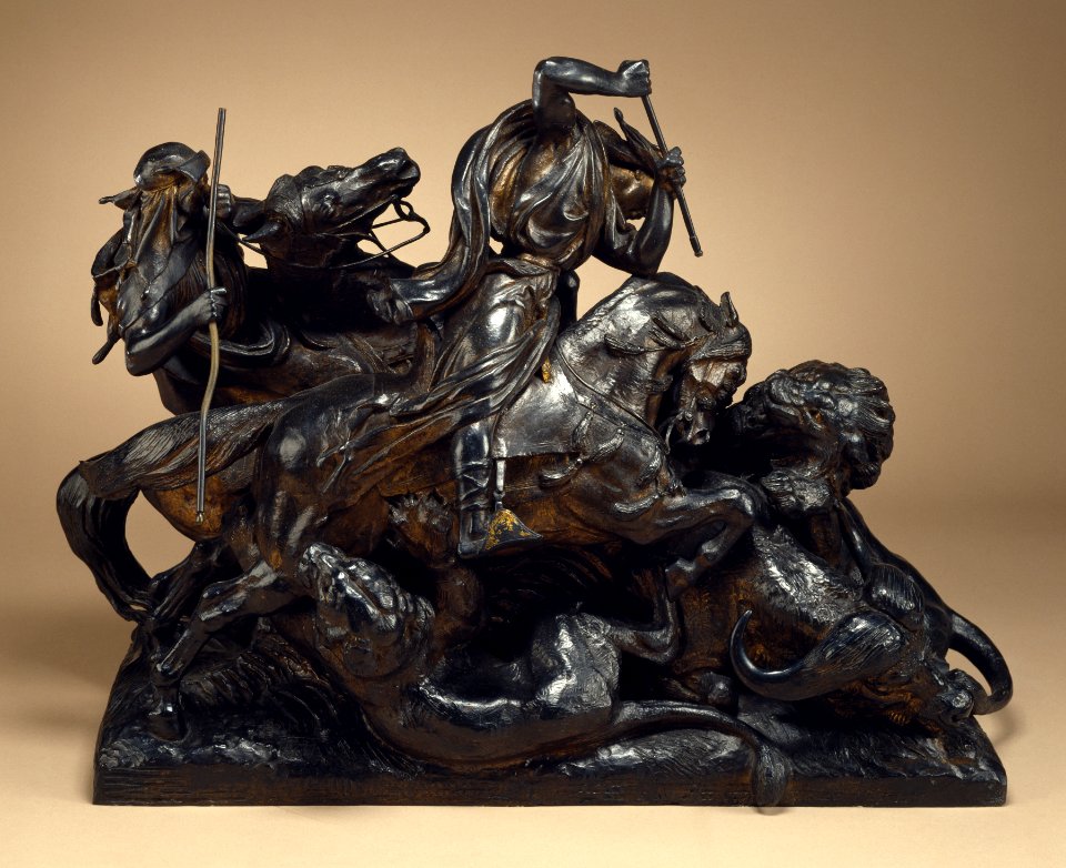 Antoine-Louis Barye - Surtout de table - Lion Hunt - Walters 27174 - Profile