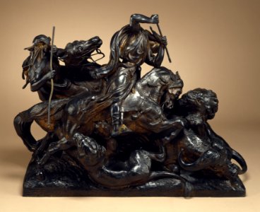 Antoine-Louis Barye - Surtout de table - Lion Hunt - Walters 27174 - Profile