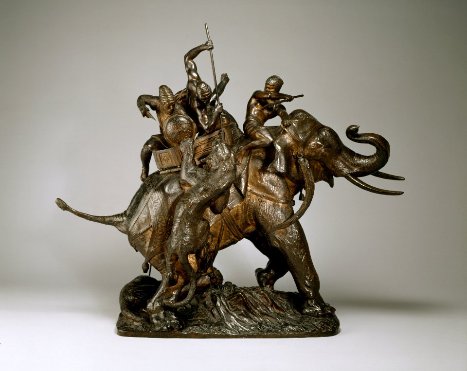 Antoine-Louis Barye - Surtout de table - Tiger Hunt - Walters 27176 - Profile
