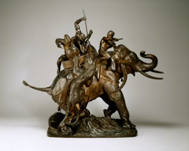Antoine-Louis Barye - Surtout de table - Tiger Hunt - Walters 27176 - Profile
