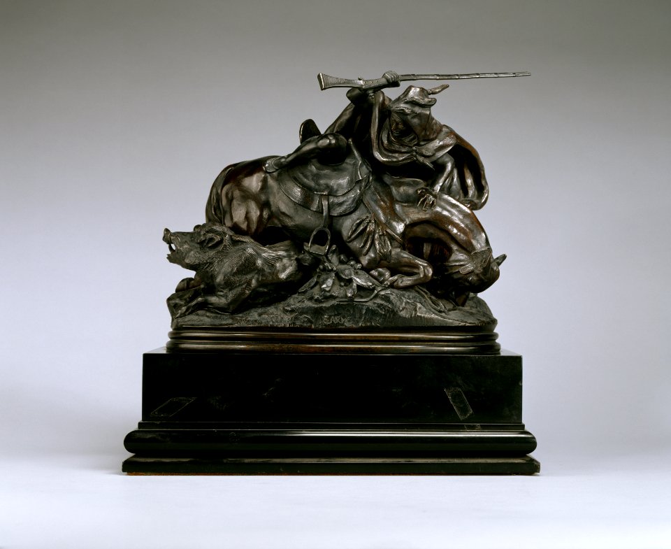 Antoine-Louis Barye - Arab Horseman Killing a Boar - Walters 27179 - Profile