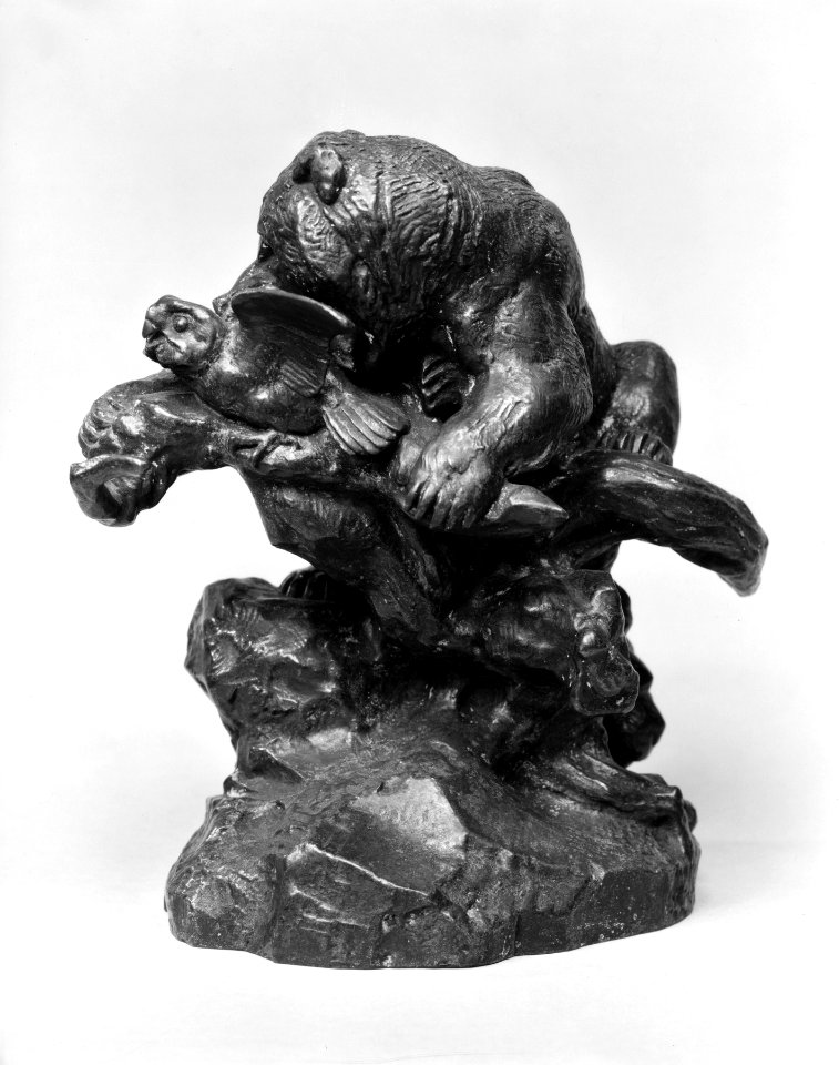 Antoine-Louis Barye - Bear on a Tree Devouring an Owl - Walters 2778