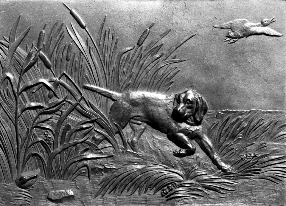 Antoine-Louis Barye - Dog in Rushes - Walters 27188