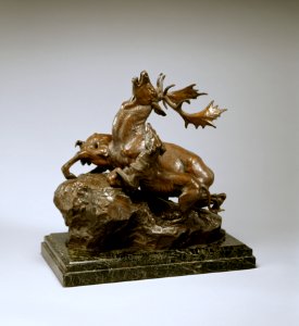 Antoine-Louis Barye - Fallow Deer Attacked by Two Algerian Greyhounds - Walters 27147 - Profile