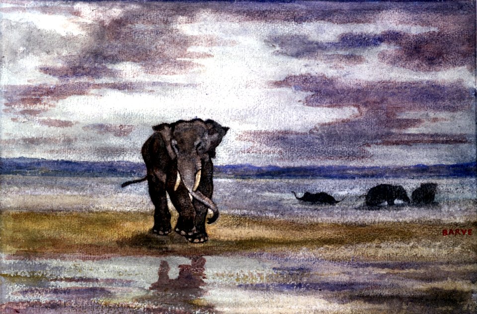 Antoine-Louis Barye - Elephants in Water - Walters 37819