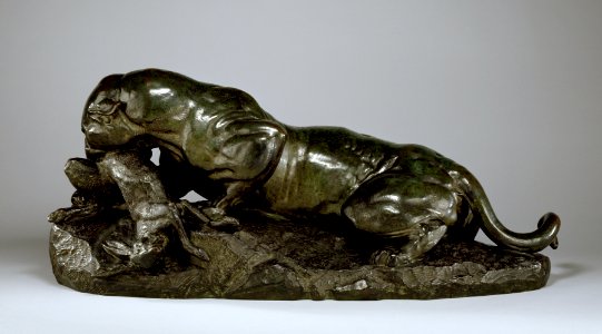 Antoine-Louis Barye - Jaguar Devouring a Hare - Walters 27180 - Profile