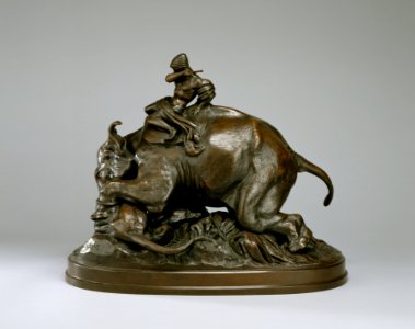 Antoine-Louis Barye - Indian Mounted on an Elephant Crushing a Tiger - Walters 27149 - Profile
