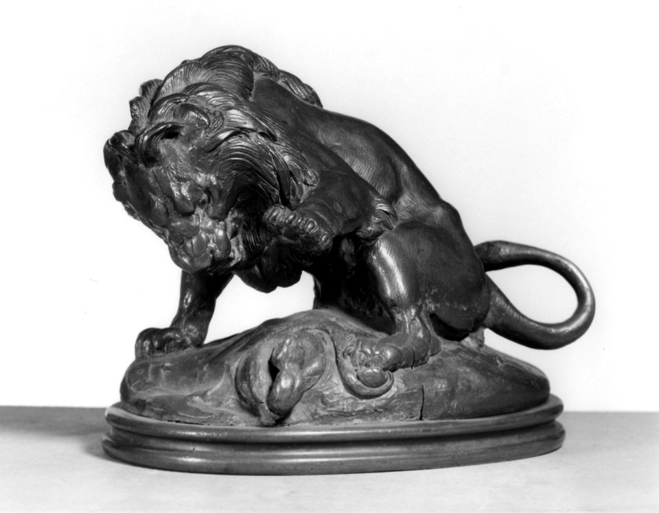 Antoine-Louis Barye - Lion and Serpent, Number 3 - Walters 2781 - Three Quarter