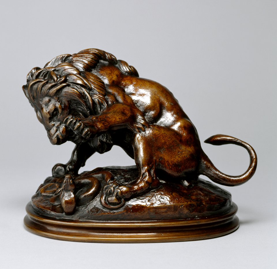 Antoine-Louis Barye - Lion and Serpent No 3 (sketch) - Walters 2787 - Profile