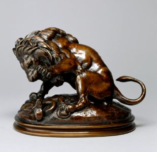 Antoine-Louis Barye - Lion and Serpent No 3 (sketch) - Walters 2787 - Profile