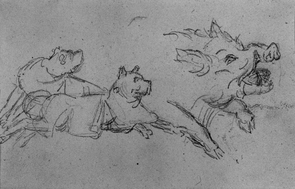 Antoine-Louis Barye - Mastiffs and the Head of a Wild Boar - Walters 372033