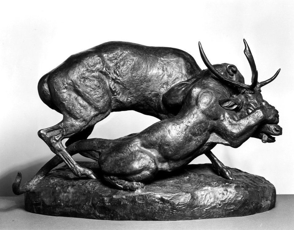 Antoine-Louis Barye - Panther Seizing a Stag - Walters 2751