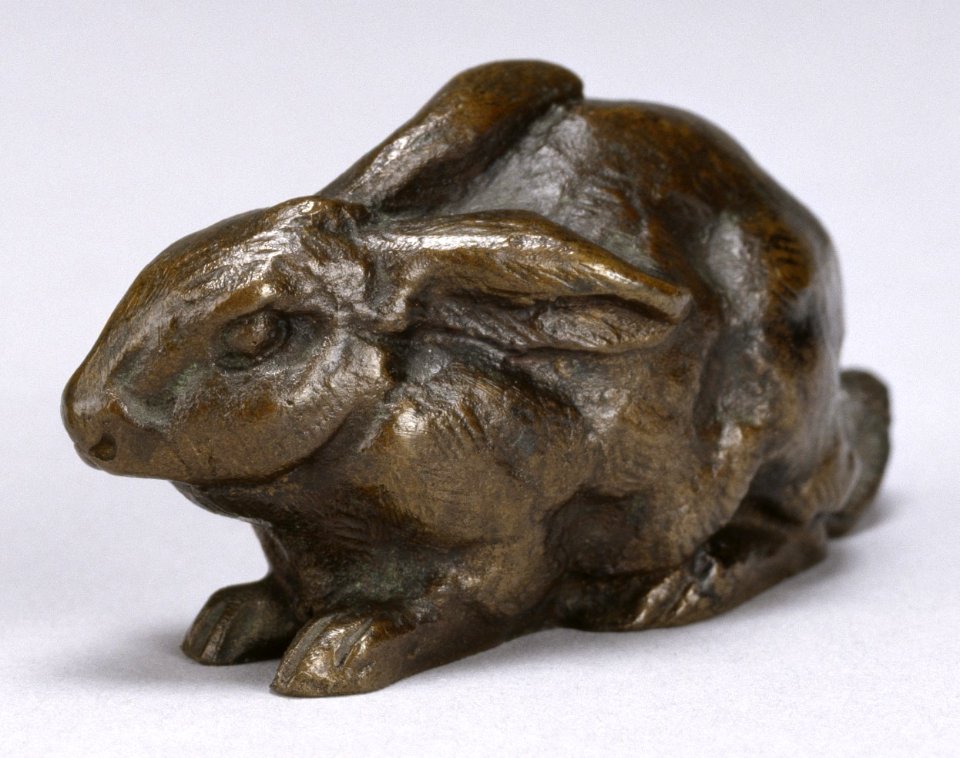 Antoine-Louis Barye - Rabbit, Ears Lowered - Walters 2757 - Three Quarter