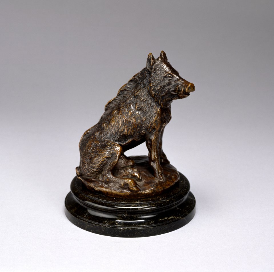 Antoine-Louis Barye - Seated Boar - Walters 2732 - Profile