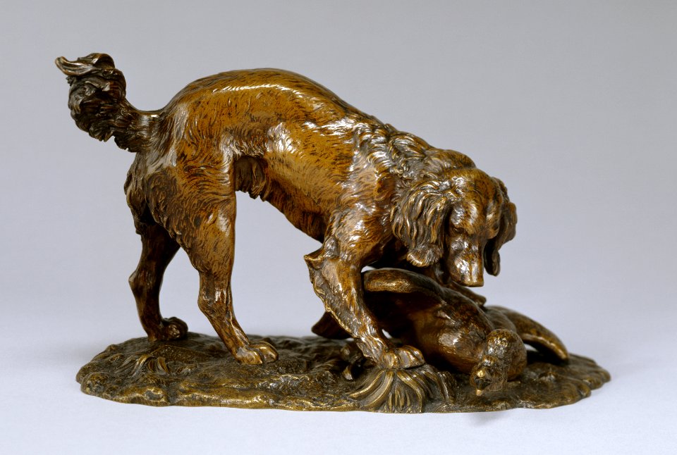 Antoine-Louis Barye - Spaniel and Goose - Walters 2797 - Profile