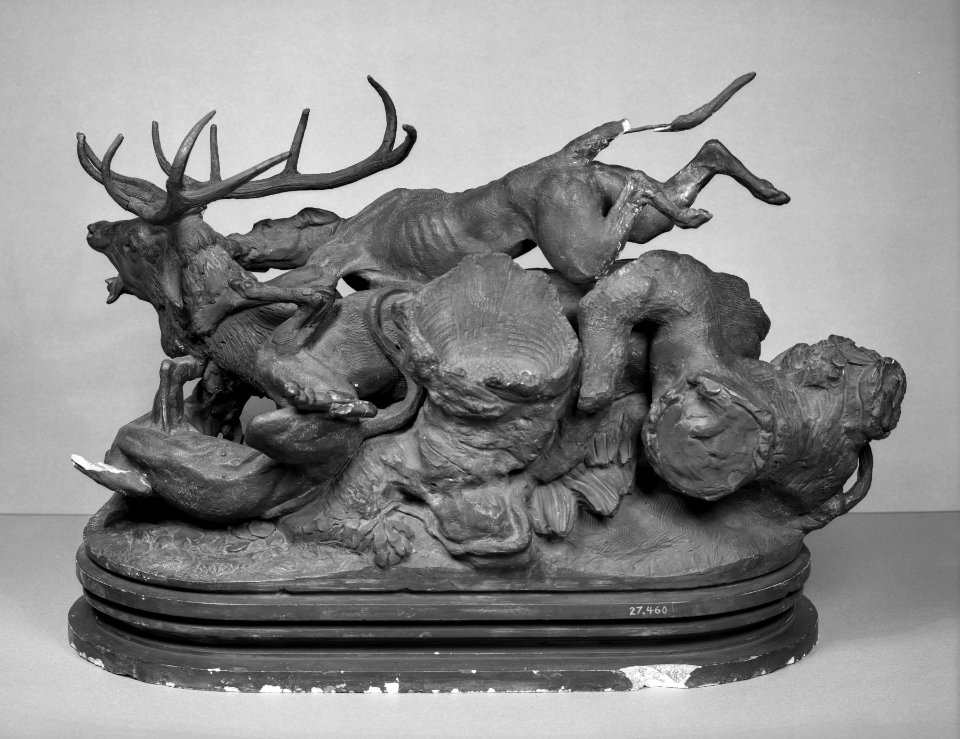 Antoine-Louis Barye - Stag Attacked by Dogs - Walters 27460 - Left