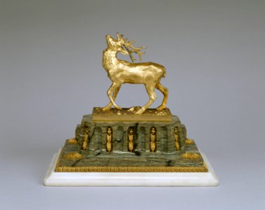 Antoine-Louis Barye - Stag with Head Raised Upwards; Stag Feeding - Walters 2775 - Profile