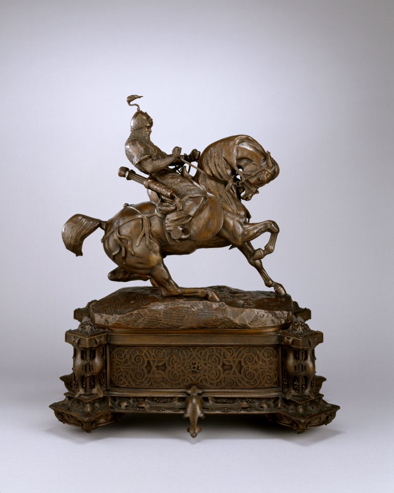 Antoine-Louis Barye - Tartar Warrior Checking His Horse - Walters 27123 - Profile