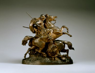 Antoine-Louis Barye - Two Arab Horsemen Killing a Lion - Walters 27177 - Side A