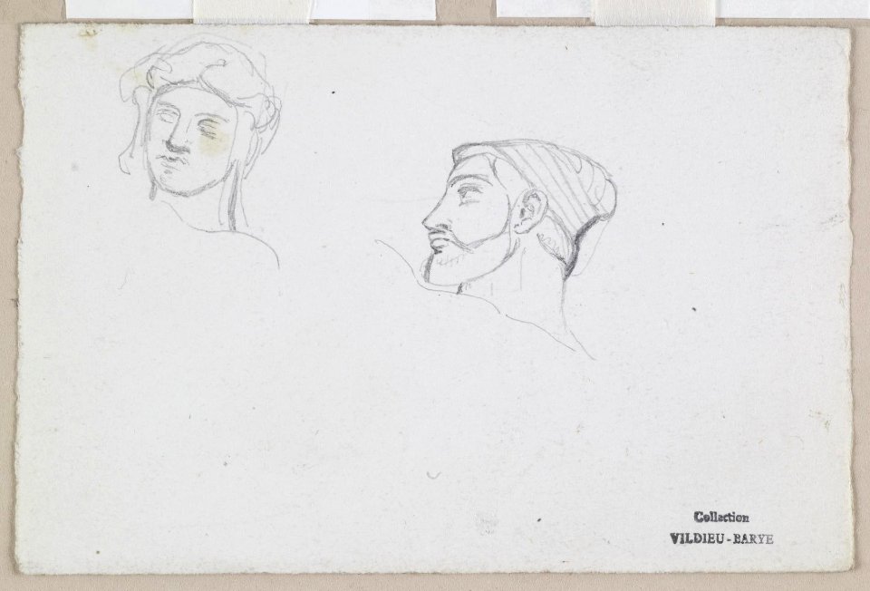 Antoine-Louis Barye - Two Sketches of Heads - Walters 372241