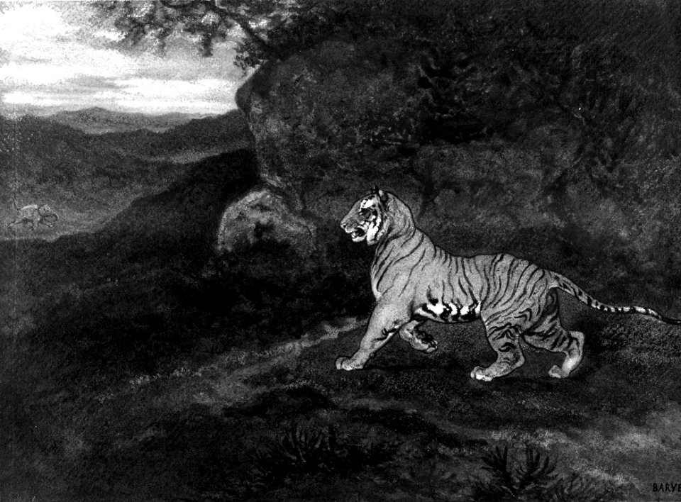 Antoine-Louis Barye - Tiger Watching an Elephant - Walters 37825