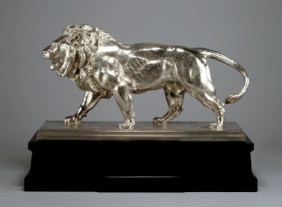 Antoine-Louis Barye - Walking Lion; Striding Lion (Racing Trophy) - Walters 27167 - Profile