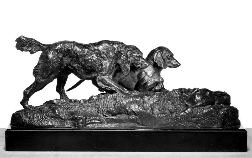 Antoine-Louis Barye - Two Dogs and a Rabbit - Walters 27194