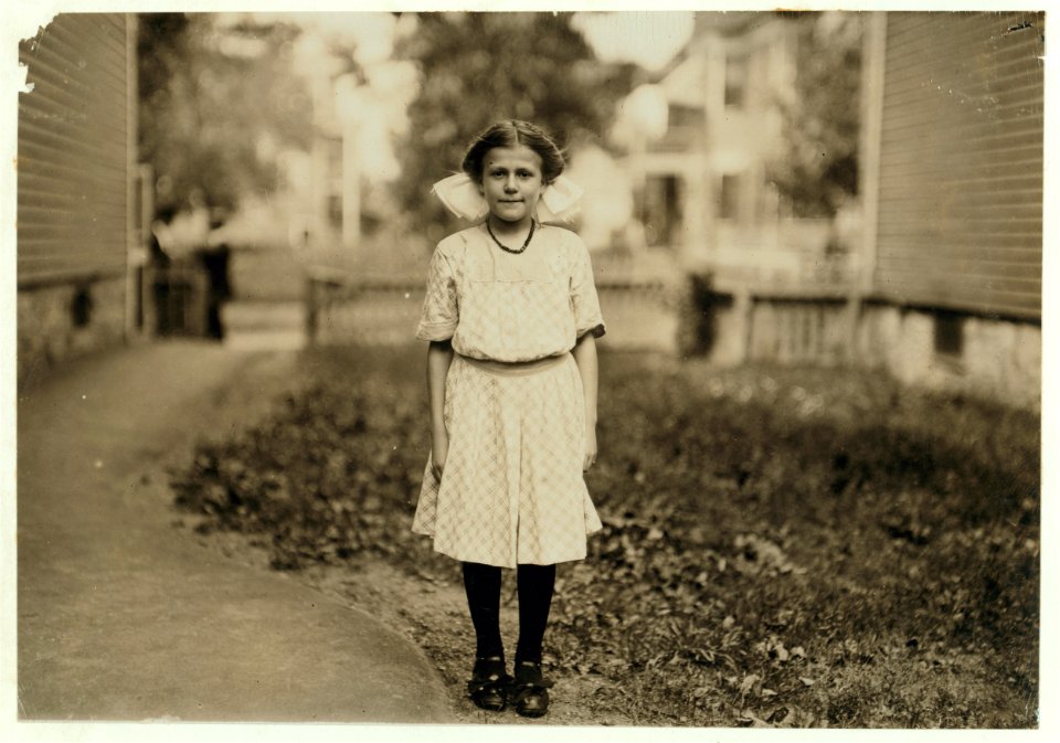 Antoinette Pothier, been doffing six months at Ayer mill. Has a walk of nearly 30 minutes each way to work morning and night. Leaves home at 6 A.M. and gets back 6-30 P.M. LOC nclc.02343