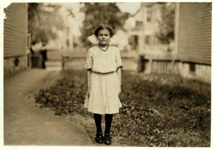 Antoinette Pothier, been doffing six months at Ayer mill. Has a walk of nearly 30 minutes each way to work morning and night. Leaves home at 6 A.M. and gets back 6-30 P.M. LOC nclc.02343