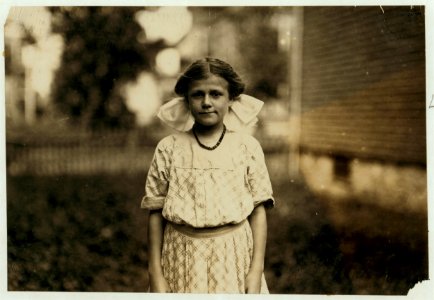 Antoinette Pothier, been doffing six months at Ayer mill. Has a walk of nearly 30 minutes each way to work morning and night. Leaves home at 6 A.M. and gets back 6-30 P.M. LOC cph.3b21263