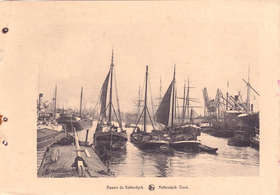 Antuérpia, Bélgica, inicio do Sec. XX, Bassin du Kattendyck, Arquivo de Villa Maria, Angra do Heroísmo, Açores.