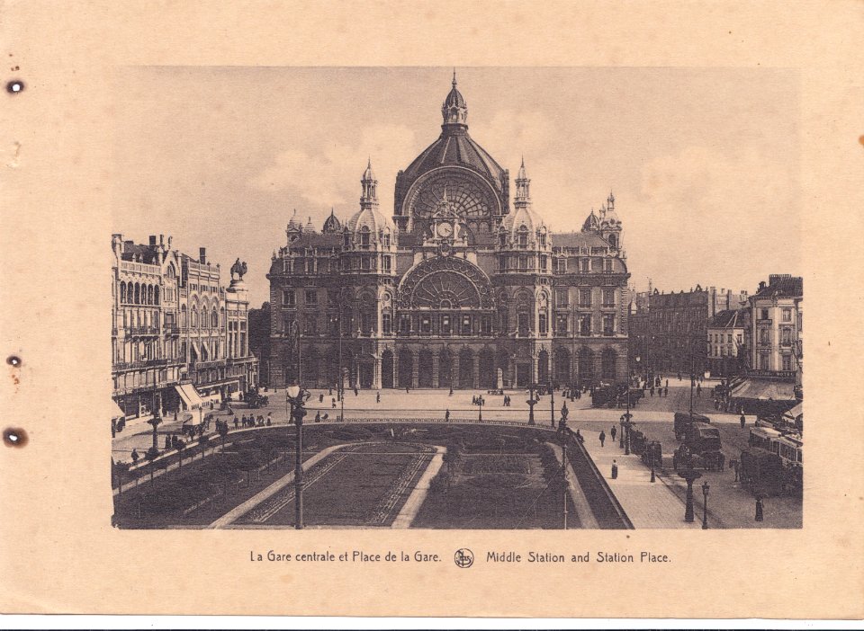 Antuérpia, Bélgica, inicio do Sec. XX, La Gare centrale et Place de la Gare, Arquivo de Villa Maria, Angra do Heroísmo, Açores.