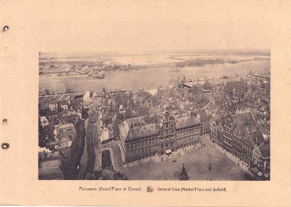 Antuérpia, Bélgica, inicio do Sec. XX, Panorama da Grand Place et Escaut, Arquivo de Villa Maria, Angra do Heroísmo, Açores.