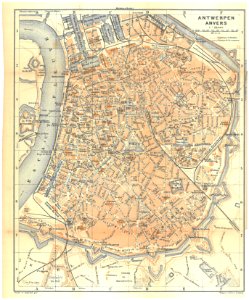 Antwerpen (Anvers) — Kaart van uit de Baedeker reisgids van 1897