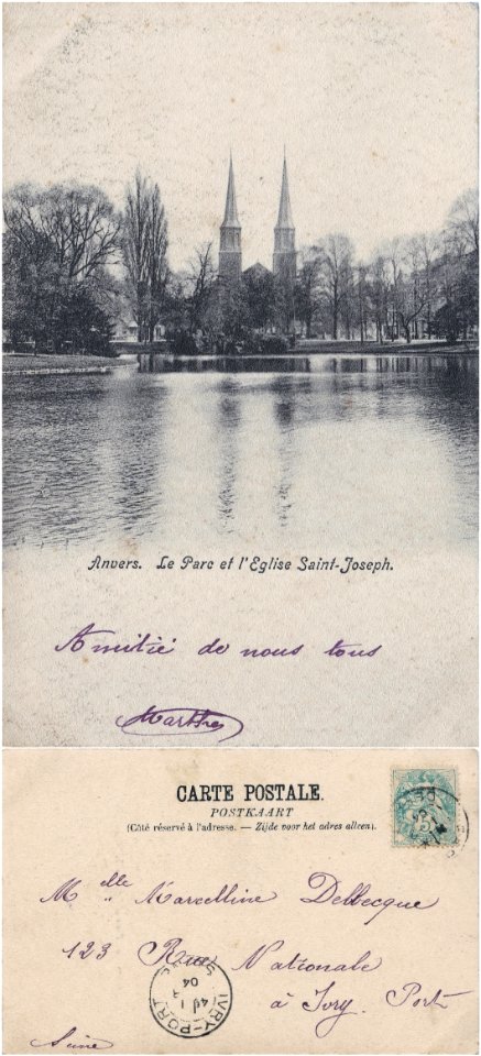 Anvers — Le Parc et l'église Saint Joseph v-r°