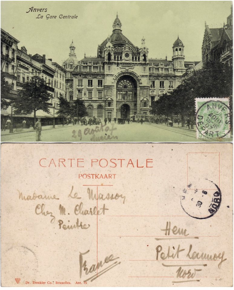 Anvers — La Gare Centrale 1907