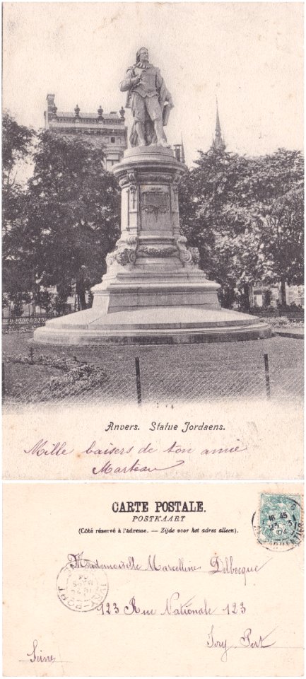 Anvers — Statue Jordaens. v°- r°