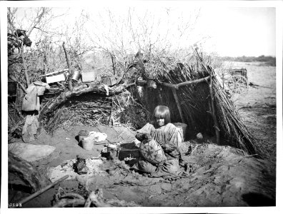 Apache Indian woman basket maker, ca.1900 (CHS-3588)